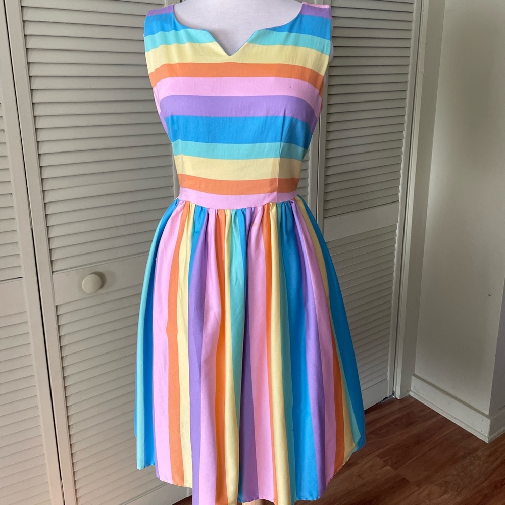 Collectif dress pastel rainbow